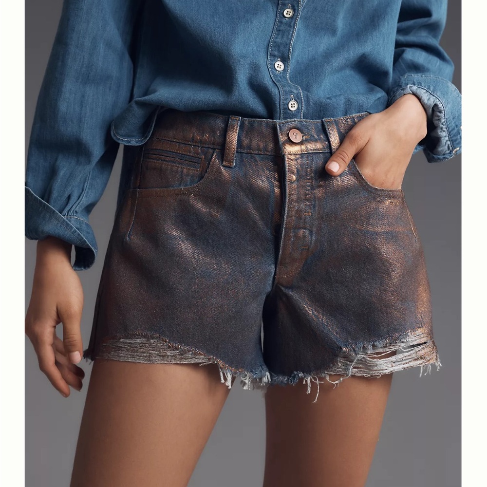 NWT Anthropologie The Devon Denim Shorts by Pilcro: Coated Edition - Picture 2 of 13